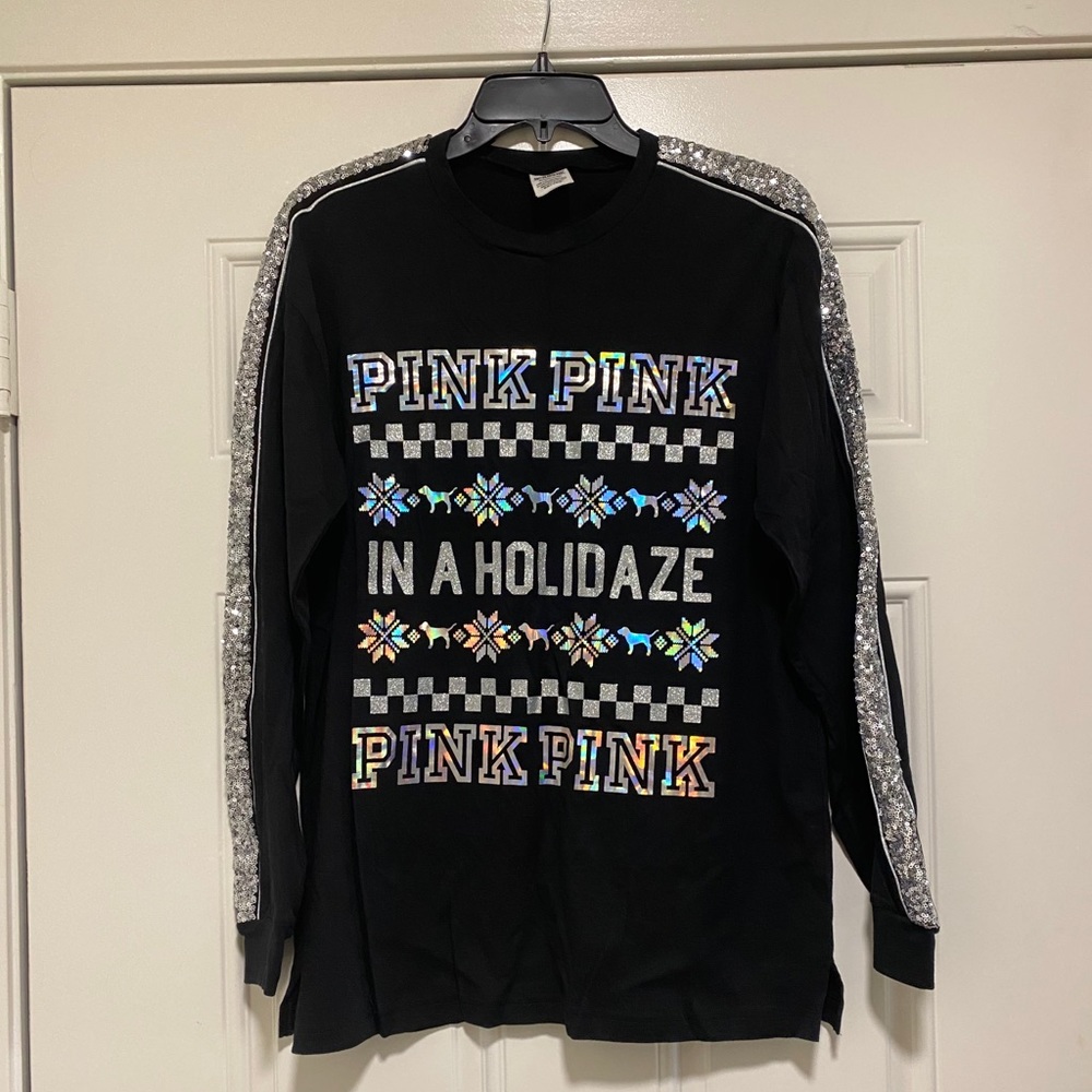 NEW VS PINK Bling Holiday Long-sleeve - Holidaze